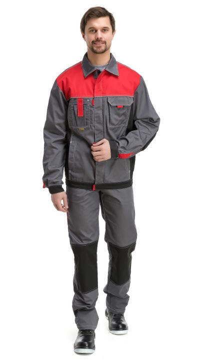 Костюм "Город" с полукомбинезоном (т.сер/красн/черн)