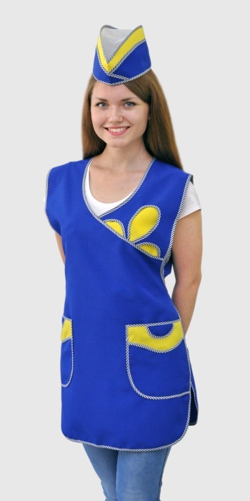 Фартук "Нарцисс" васильковый с желтым