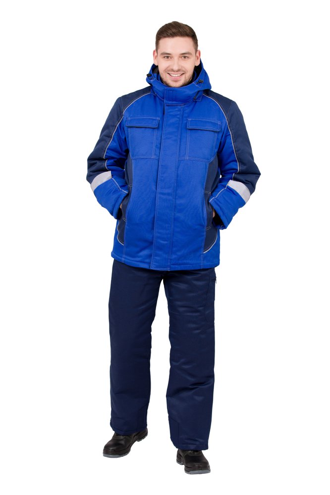 Куртка рабочая мужская зимняя "Страйк" цвет василек/темно-синий