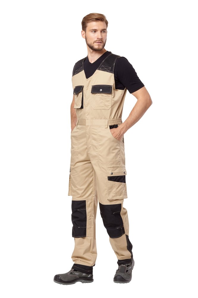 Полукомбинезон рабочий мужской летний "Velar" цвет бежевый/черный
