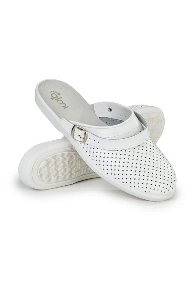 Сабо мужские "Медикал" кожаные цвет белый