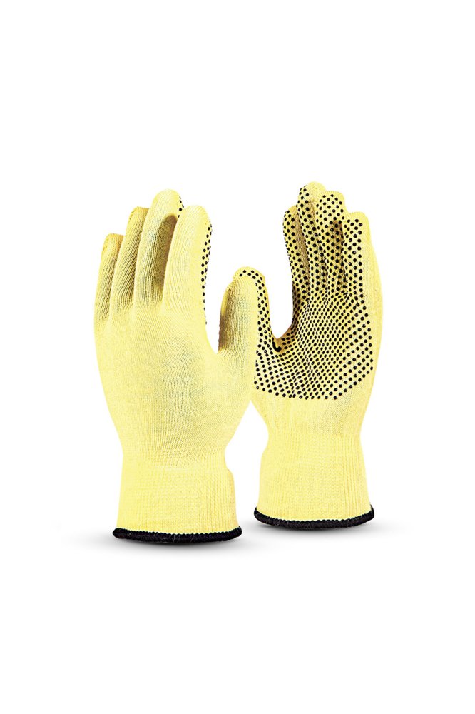 Перчатки рабочие "Арамакс Грип MG-312" защита от порезов нанесение ПВХ цвет желтый