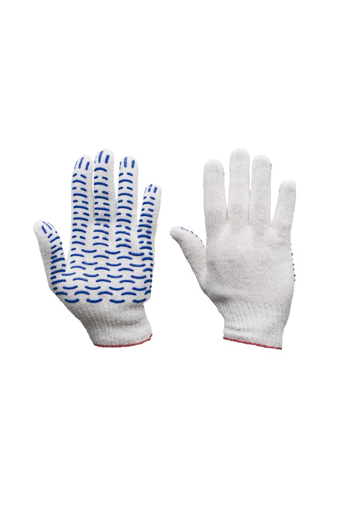 Перчатки рабочие бесшовные "Практик" ХБ с добавлением полиэфира с ПВХ покрытием