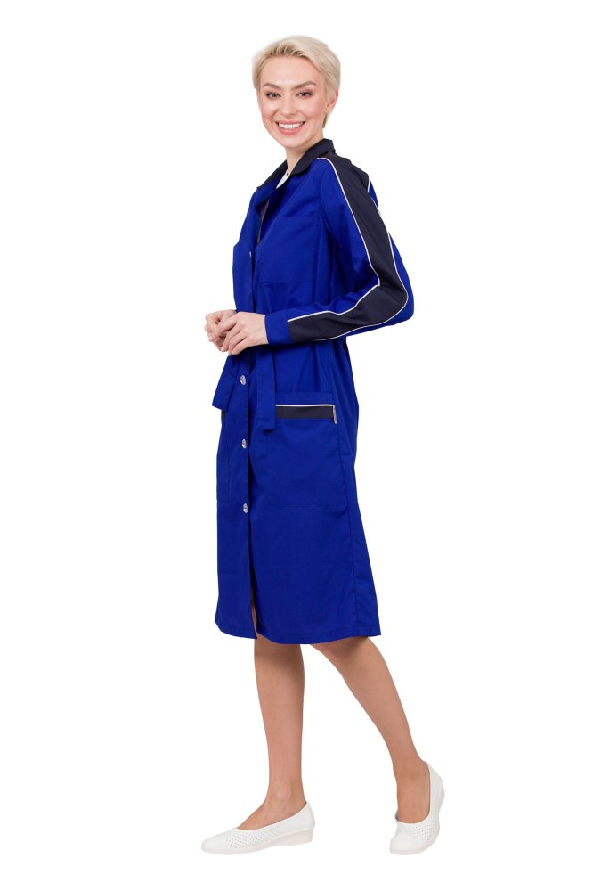 Халат женский "Жасмин" цвет василек/темно-синий