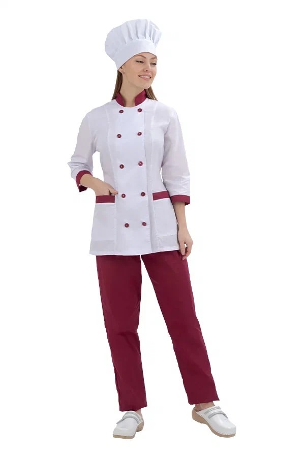 Костюм повара женский бордовый "Эвангелия", тиси