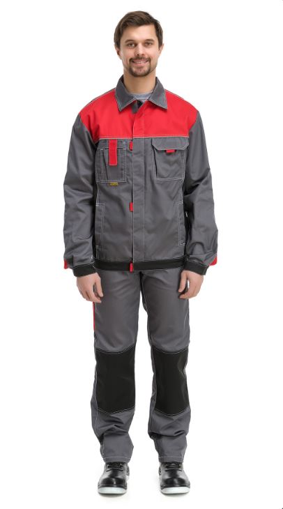 Костюм "Город" с полукомбинезоном (т.сер/красн/черн)