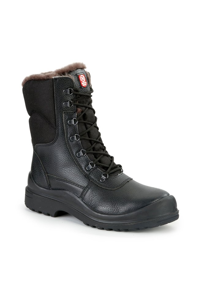 Ботинки с высокими берцами рабочие зимние КЩС "Нитро МАКС" с КП натуральный мех цвет черный