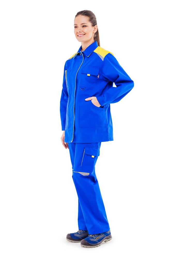 Костюм рабочий женский летний "Алатау" цвет васильковый/желтый