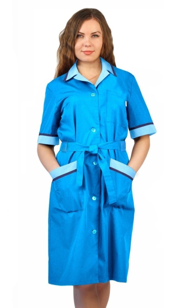 Халат женский "Прибой" цвет: голубой/св.голубой/василек