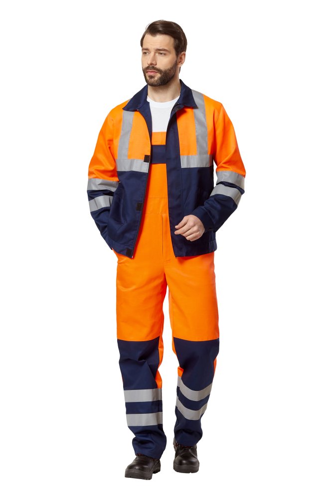 Костюм сигнальный рабочий мужской "Спектр" с СОП цвет оранжевый/темно-синий
