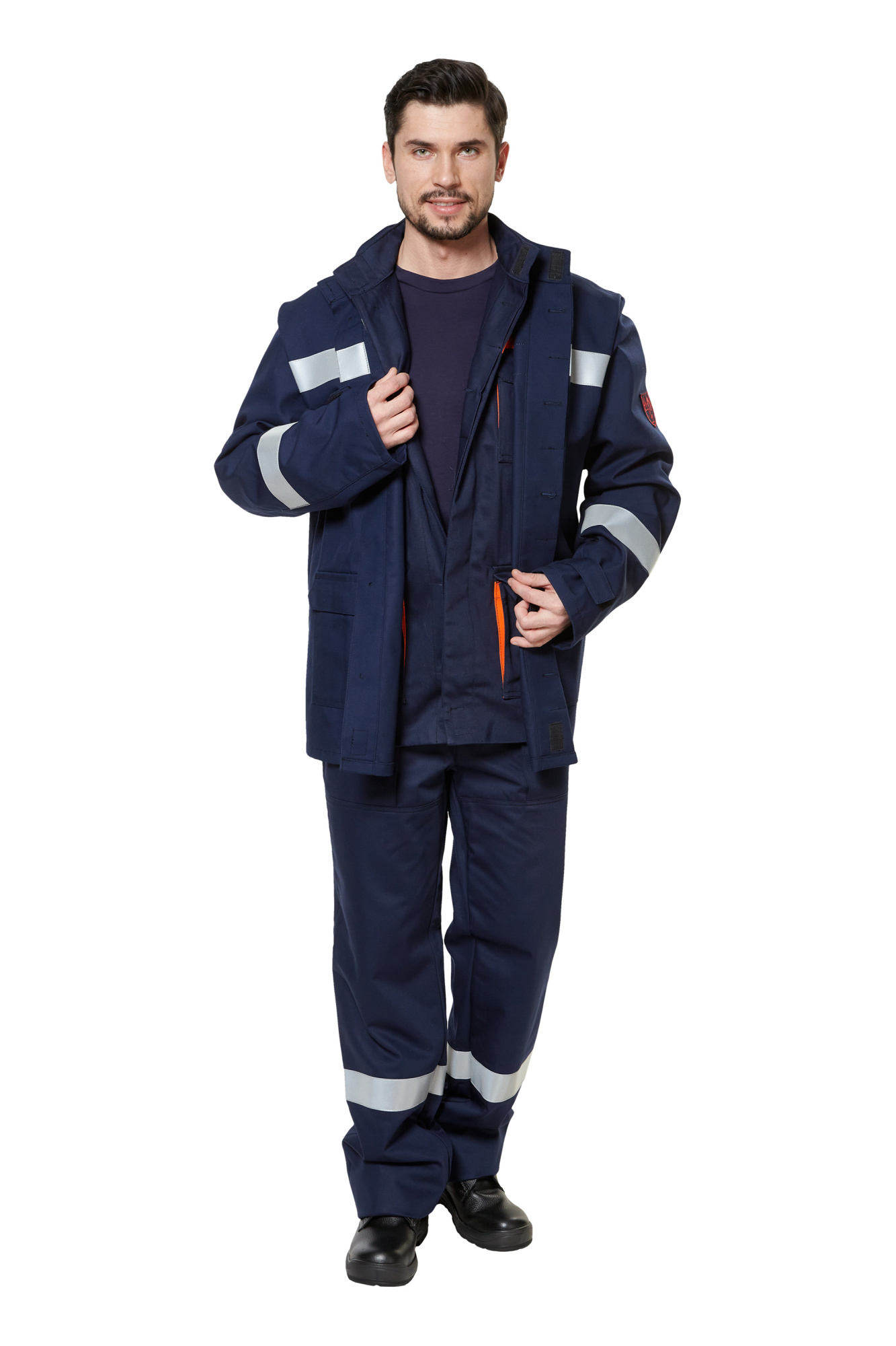 Костюм защитный от электродуги летний/демисезонный "СП04-ЛVII" цвет оранжевый/синий