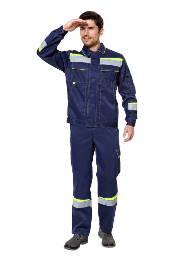 Костюм рабочий мужской летний "Комфорт 2" неоновый/темно-синий