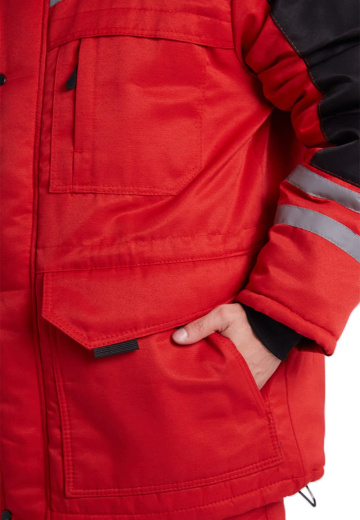 Костюм зимний "ЗИМНИК" куртка/брюки, цвет: красный/черный