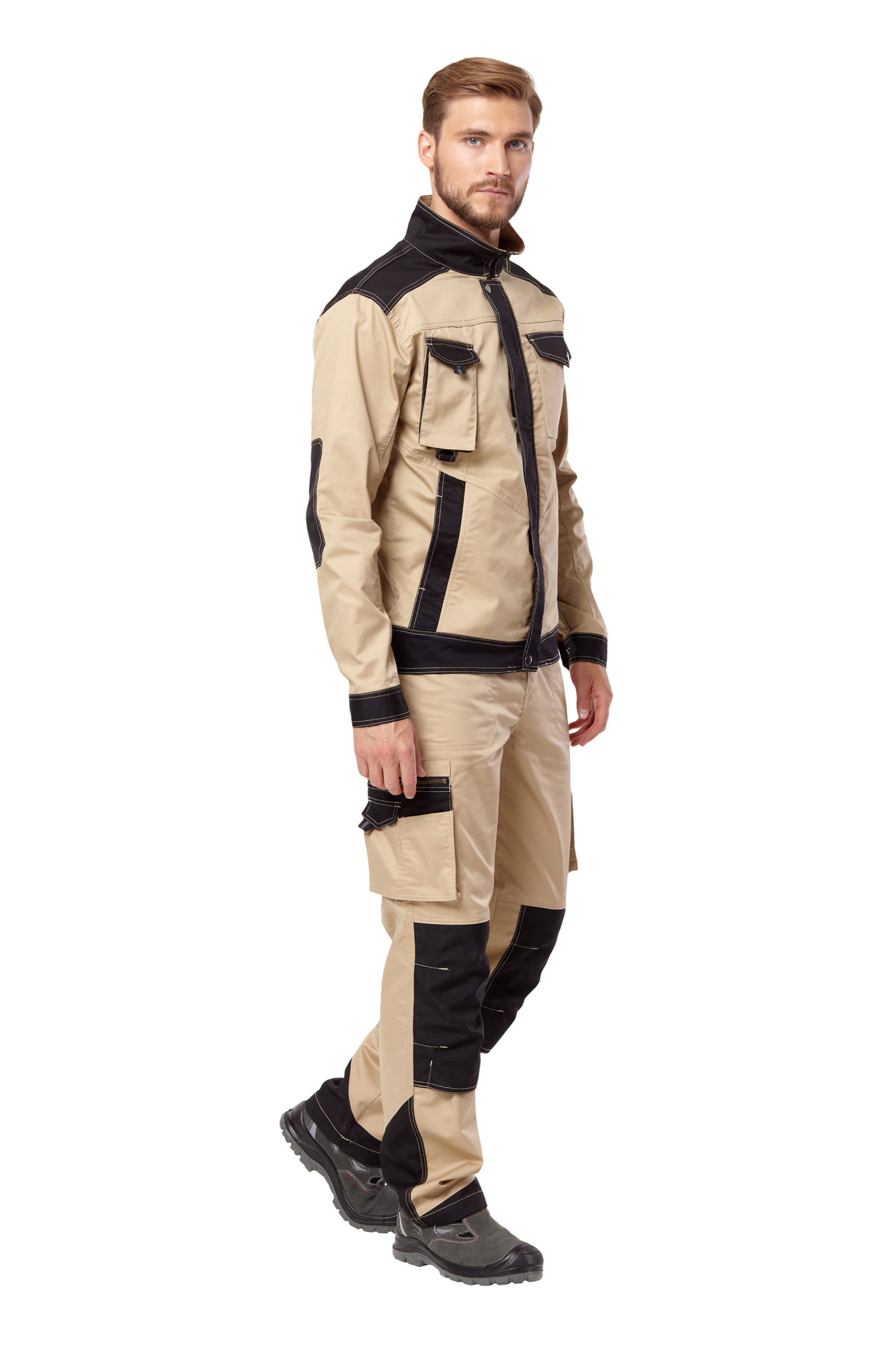 Куртка рабочая мужская летняя "Velar" цвет бежевый/черный