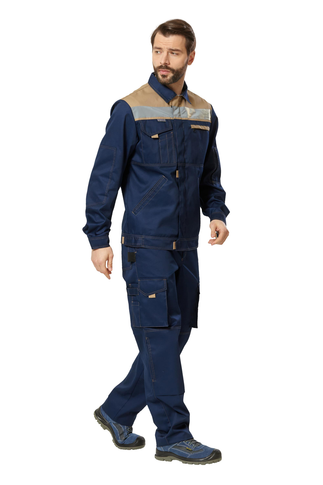 Куртка рабочая мужская летняя "Рольф 2" цвет темно-синий/бежевый