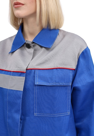 Костюм женский "УДАРНИК" куртка/брюки, цвет: василек/св.серый