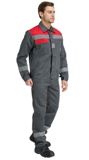 Костюм "Чикаго" с полукомбинезоном (т.серый/красный)