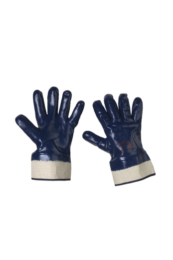 Перчатки рабочие основа из 100% ХБ нитриловые с полным двойным обливом