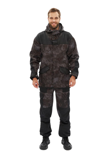 Костюм "ГОРКА-ГОРЕЦ" куртка/брюки, цвет: кмф "КМФ чёрный" / чёрный, ткань: Грета