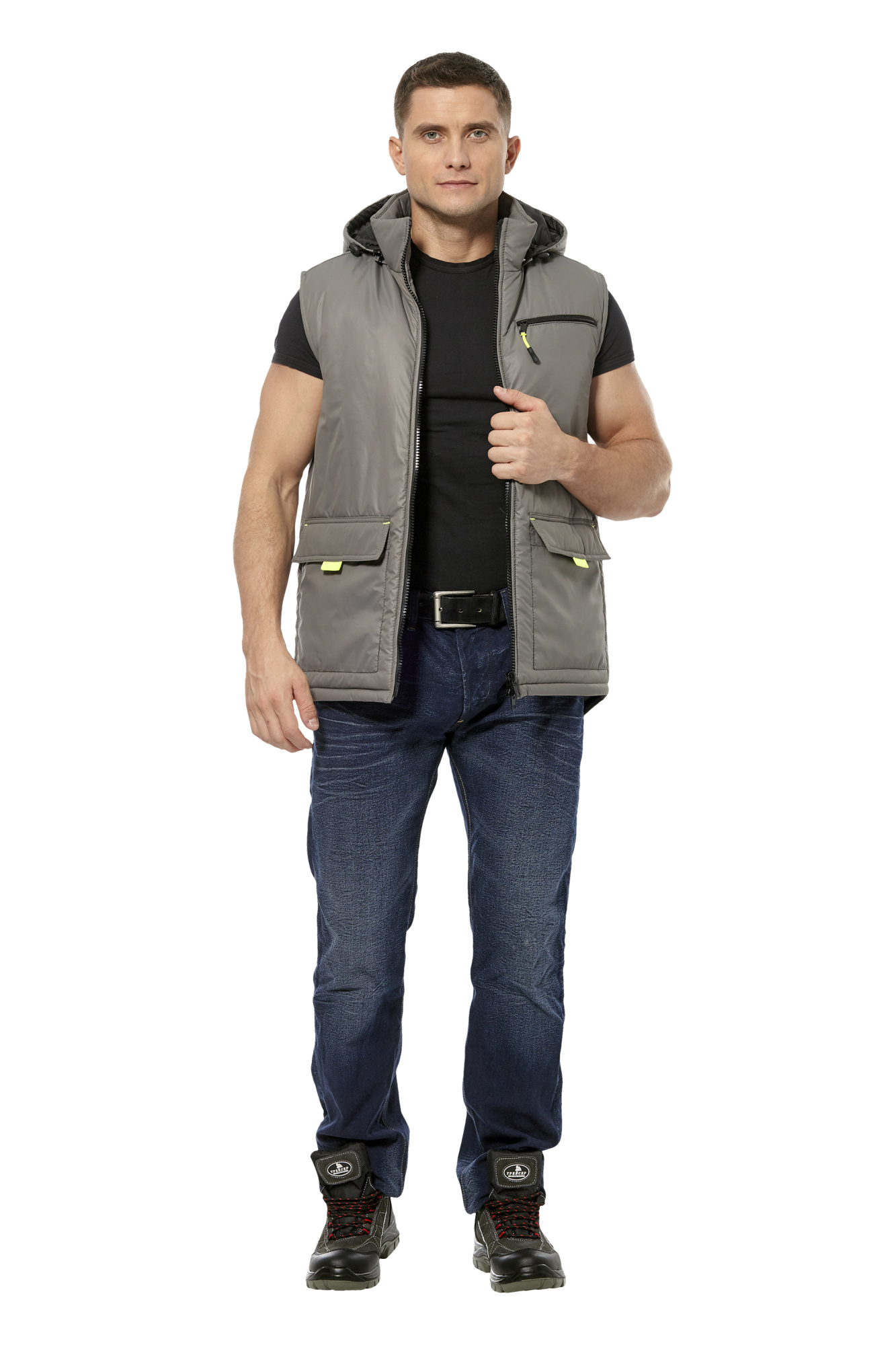 Жилет утепленный "Универсальный" цвет серый/неоновый