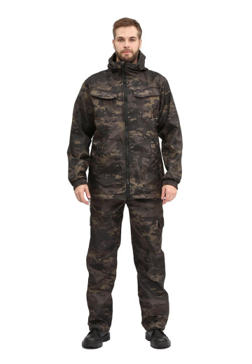 Костюм "РОВЕР" куртка/брюки, цвет: кмф "Мультикам черный", ткань: Полофлис