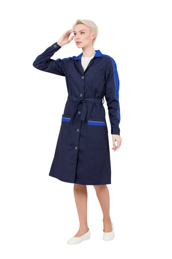 Халат женский "Жасмин" цвет темно-синий/василек