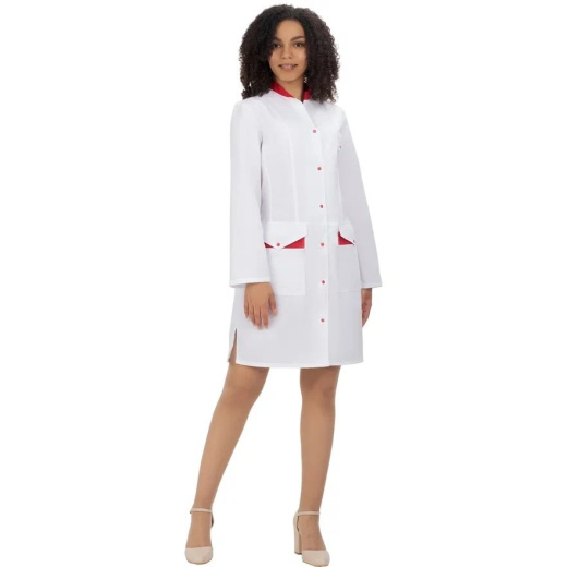 Халат медицинский женский "Франческа" (тк. тиси) белый