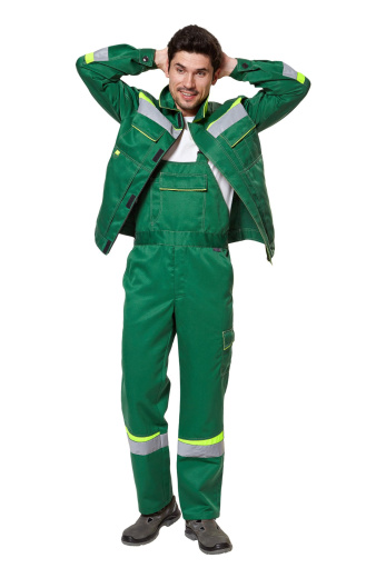Костюм рабочий мужской летний "Комфорт 2" зеленый/неоновый