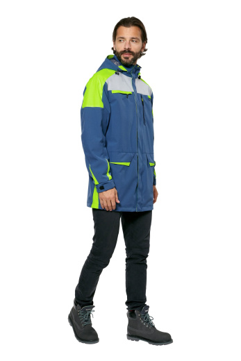 Куртка-ветровка мужская летняя/демисезонная "Тизер" цвет темно-синий/светло-серый/неон