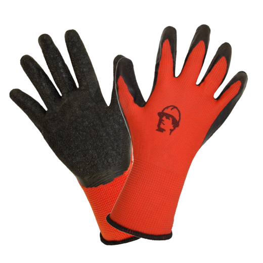 Перчатки "РосМарка" нейлоновые с рельефным латексным покрытием, красный/черный