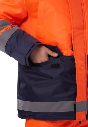 Костюм зимний "СКАНДИН-ДОРОЖНЫЙ" куртка/полукомб. цвет: оранжевый/т.синий