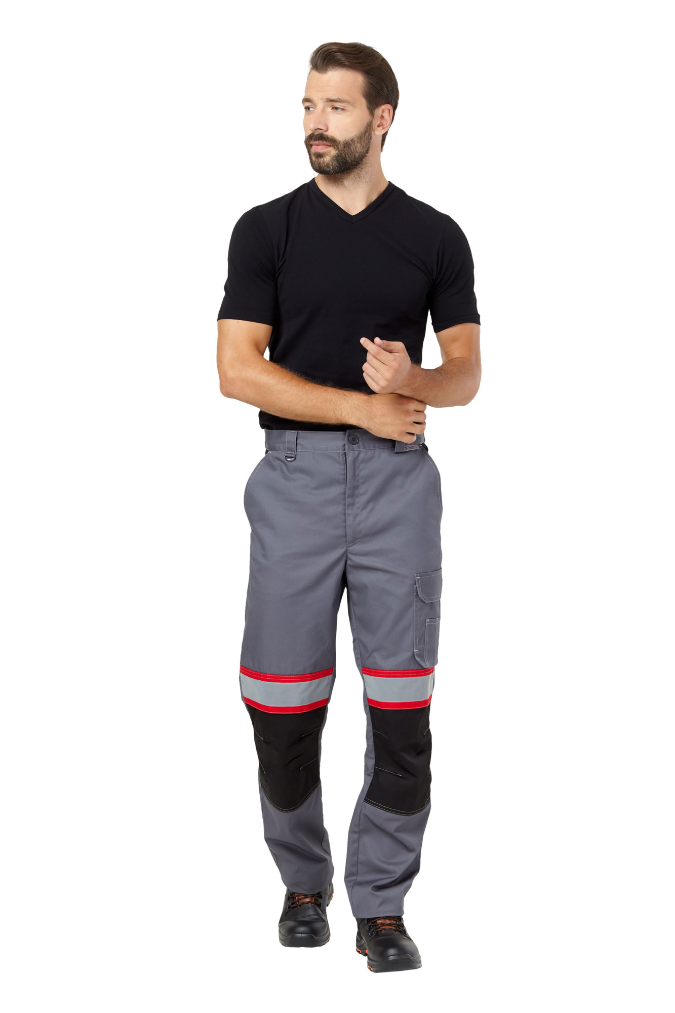 Костюм мужской летний рабочий  "Памир" цвет серый/черный/красный