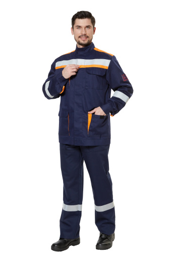 Костюм защитный от электродуги летний/демисезонный усиленный "СП02-ЛIV" цвет синий/оранжевый