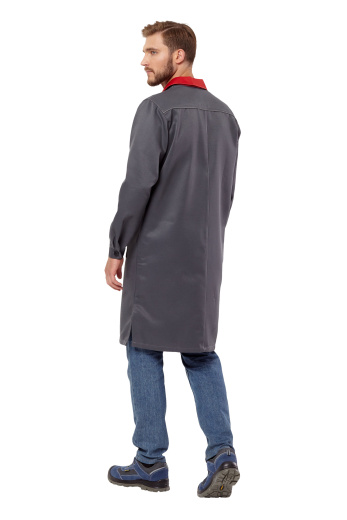 Халат рабочий мужской летний/демисезонный "Страйк" цвет серый/красный