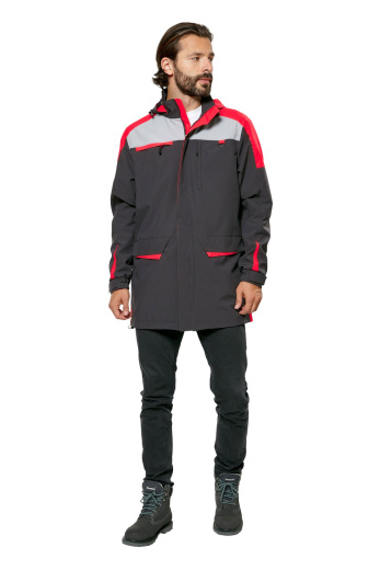 Куртка-ветровка мужская летняя/демисезонная "Тизер" цвет темно-серый/светло-серый/мандарин