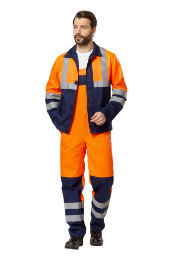 Костюм сигнальный рабочий мужской "Спектр" с СОП цвет оранжевый/темно-синий