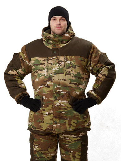 Костюм зимний "ГОРКА" куртка/брюки, цвет: кмф "мультикам"/т.хаки, ткань: Грета/Грета