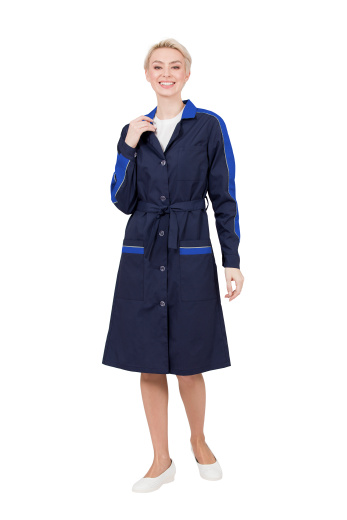 Халат женский "Жасмин" цвет темно-синий/василек