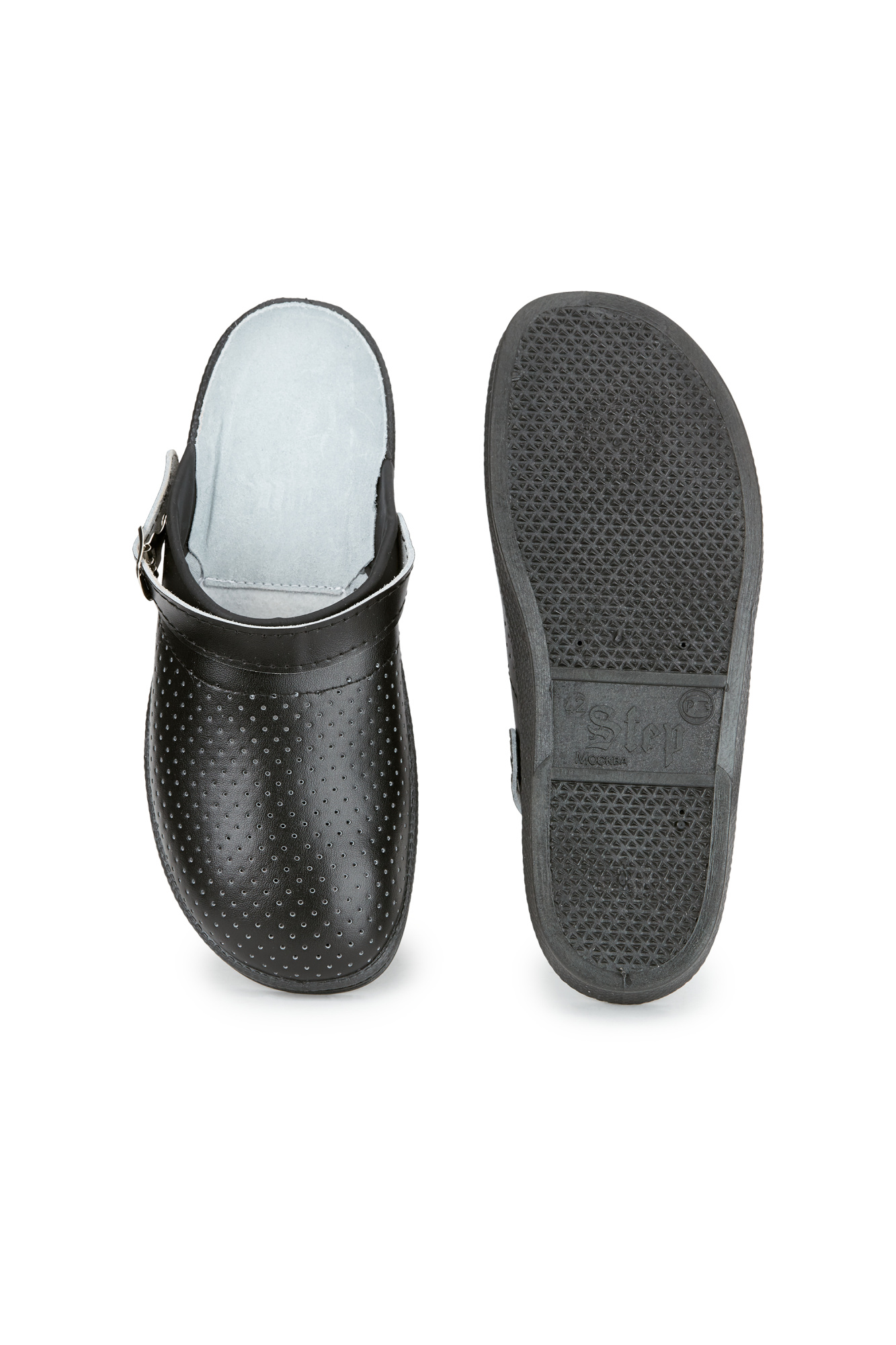 Сабо женские кожаные цвет черный