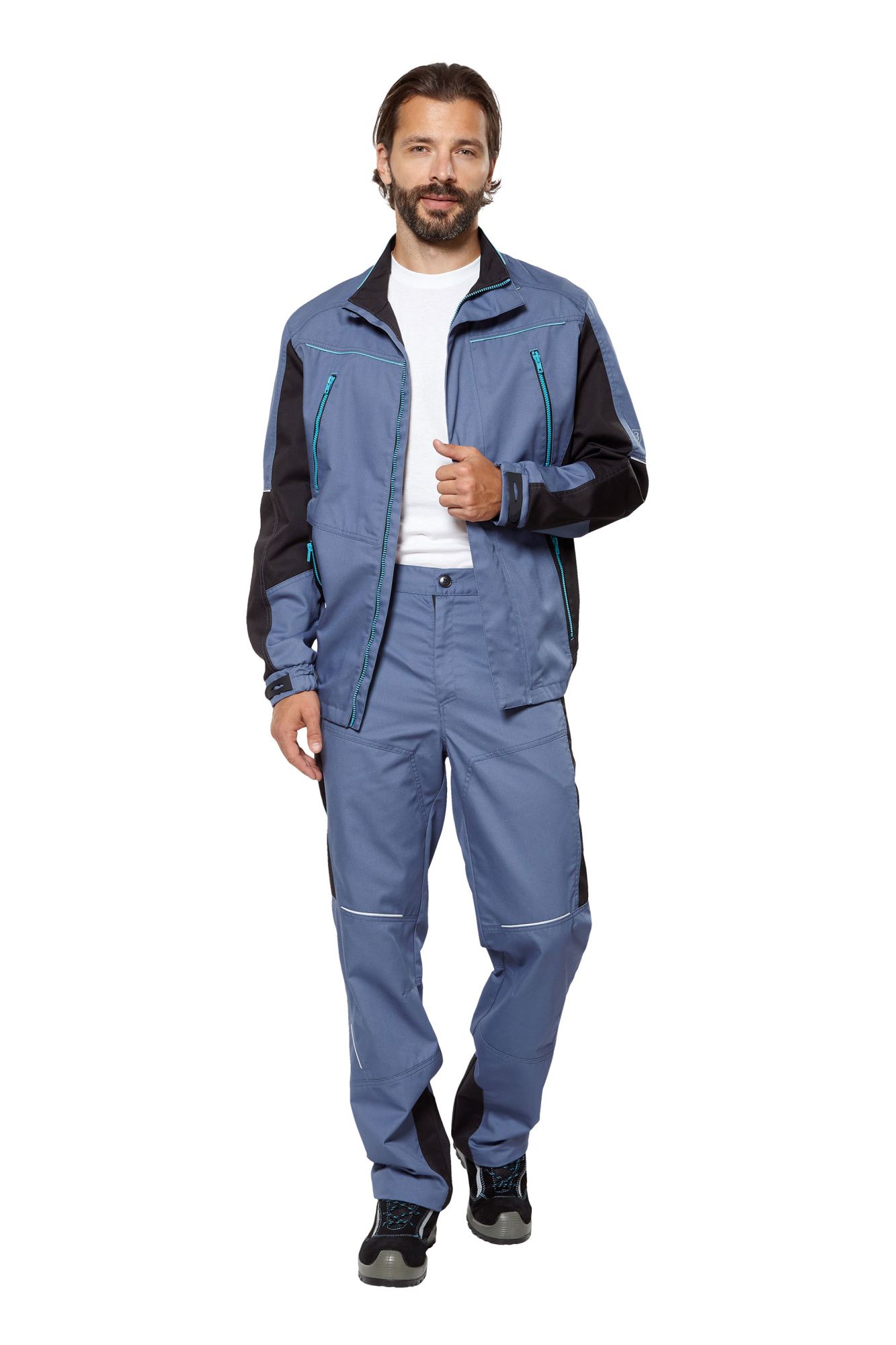 Костюм рабочий мужской летний "Кранц" цвет маренго/черный/голубой