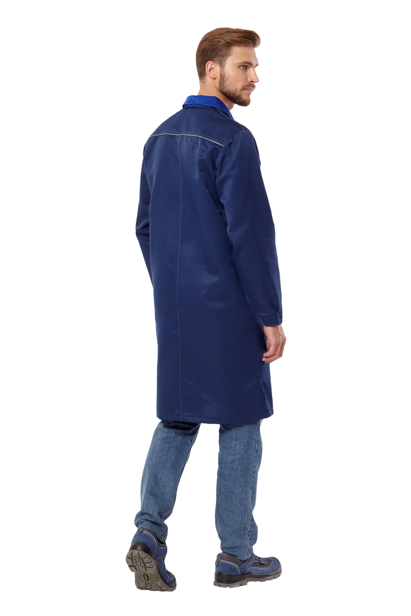  Халат рабочий мужской летний/демисезонный "Страйк" цвет василек/темно-синий