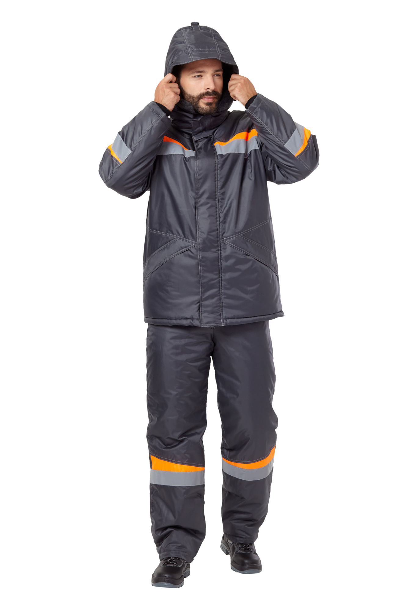 Костюм рабочий мужской зимний "Комфорт" цвет темно-серый/оранжевый