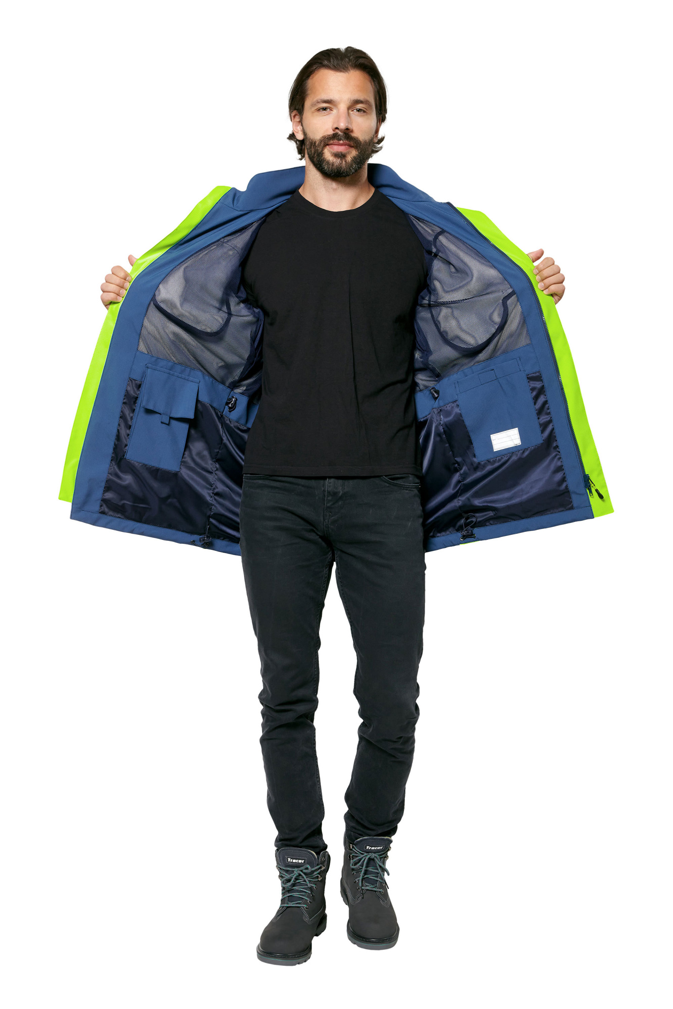 Куртка-ветровка мужская летняя/демисезонная "Тизер" цвет темно-синий/светло-серый/неон
