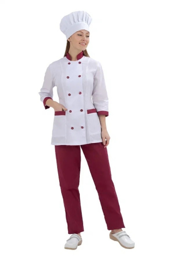 Костюм повара женский бордовый "Эвангелия", тиси