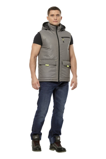 Жилет утепленный "Универсальный" цвет серый/неоновый