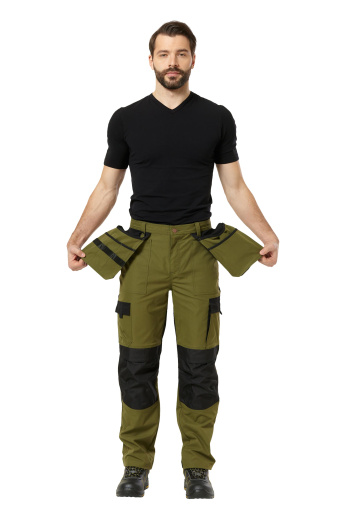 Брюки рабочие мужские летние "Forest" цвет хаки/черный