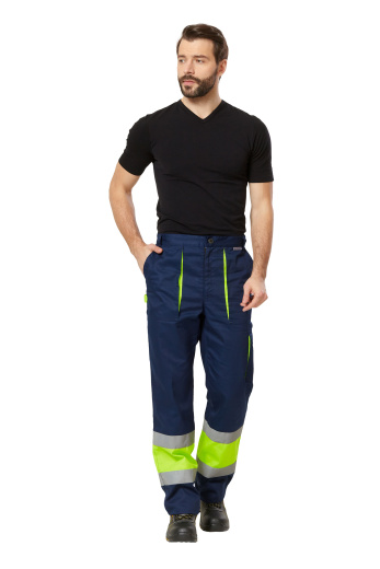 Костюм сигнальный рабочий мужской летний "Илион" цвет желтый/темно-синий