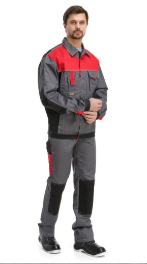 Костюм "Город" с полукомбинезоном (т.сер/красн/черн)