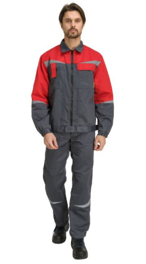 Костюм "Монтана" с полукомбинезоном (т.серый/красный)