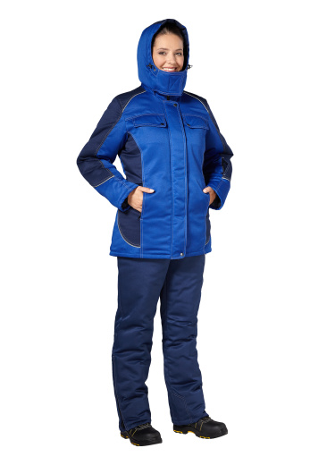 Костюм рабочий женский зимний "Страйк" цвет василек/темно-синий